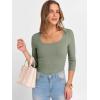 imageANRABESS Womens 34 Sleeve Scoop Neck Tops Ribbed Knit Slim Fitted Casual Basic Tee Shirts 2025 Fall Trendy Going Out TShirtSage Green