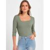 imageANRABESS Womens 34 Sleeve Scoop Neck Tops Ribbed Knit Slim Fitted Casual Basic Tee Shirts 2025 Fall Trendy Going Out TShirtSage Green