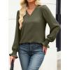 imageANRABESS Womens Business Casual Tops V Neck Puff Long Sleeve Shirts Dressy Office Work Blouse 2025 Fall Outfits ClothesArmy Green