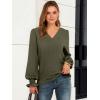 imageANRABESS Womens Business Casual Tops V Neck Puff Long Sleeve Shirts Dressy Office Work Blouse 2025 Fall Outfits ClothesArmy Green