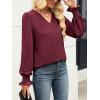 imageANRABESS Womens Business Casual Tops V Neck Puff Long Sleeve Shirts Dressy Office Work Blouse 2025 Fall Outfits ClothesBurgundy Wine Red