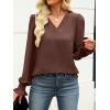 imageANRABESS Womens Business Casual Tops V Neck Puff Long Sleeve Shirts Dressy Office Work Blouse 2025 Fall Outfits ClothesCoffee