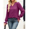 imageANRABESS Womens Business Casual Tops V Neck Puff Long Sleeve Shirts Dressy Office Work Blouse 2025 Fall Outfits ClothesPurple Red