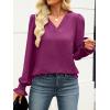 imageANRABESS Womens Business Casual Tops V Neck Puff Long Sleeve Shirts Dressy Office Work Blouse 2025 Fall Outfits ClothesPurple Red