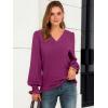 imageANRABESS Womens Business Casual Tops V Neck Puff Long Sleeve Shirts Dressy Office Work Blouse 2025 Fall Outfits ClothesPurple Red