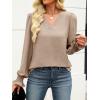 imageANRABESS Womens Business Casual Tops V Neck Puff Long Sleeve Shirts Dressy Office Work Blouse 2025 Fall Outfits ClothesYellow Khaki