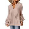 imageANRABESS Womens Dressy Casual Blouses V Neck Long Sleeve 2025 Fall Loose Fit Tunic Tops Pleated T Shirts Trendy OutfitsApricot