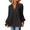 imageANRABESS Womens Dressy Casual Blouses V Neck Long Sleeve 2025 Fall Loose Fit Tunic Tops Pleated T Shirts Trendy OutfitsBlack