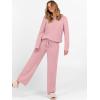 imageANRABESS Womens Fuzzy Fleece Lounge Pajama Set 2 Piece Outfits Long Sleeve Top Sweater Pants Loungewear Pj Sets 2025 FallBlush Pink