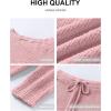 imageANRABESS Womens Fuzzy Fleece Lounge Pajama Set 2 Piece Outfits Long Sleeve Top Sweater Pants Loungewear Pj Sets 2025 FallBlush Pink