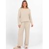 imageANRABESS Womens Fuzzy Fleece Lounge Pajama Set 2 Piece Outfits Long Sleeve Top Sweater Pants Loungewear Pj Sets 2025 FallLight Khaki