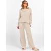 imageANRABESS Womens Fuzzy Fleece Lounge Pajama Set 2 Piece Outfits Long Sleeve Top Sweater Pants Loungewear Pj Sets 2025 FallLight Khaki