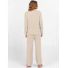 imageANRABESS Womens Fuzzy Fleece Lounge Pajama Set 2 Piece Outfits Long Sleeve Top Sweater Pants Loungewear Pj Sets 2025 FallLight Khaki