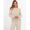 imageANRABESS Womens Fuzzy Fleece Lounge Pajama Set 2 Piece Outfits Long Sleeve Top Sweater Pants Loungewear Pj Sets 2025 FallLight Khaki