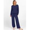imageANRABESS Womens Fuzzy Fleece Lounge Pajama Set 2 Piece Outfits Long Sleeve Top Sweater Pants Loungewear Pj Sets 2025 FallNavy Blue