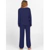 imageANRABESS Womens Fuzzy Fleece Lounge Pajama Set 2 Piece Outfits Long Sleeve Top Sweater Pants Loungewear Pj Sets 2025 FallNavy Blue