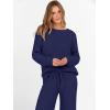 imageANRABESS Womens Fuzzy Fleece Lounge Pajama Set 2 Piece Outfits Long Sleeve Top Sweater Pants Loungewear Pj Sets 2025 FallNavy Blue