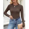 imageANRABESS Womens Long Sleeve Shirts Crewneck Ribbed Knitted Slim Fitted Tops Basic Tee 2025 Fall Outfits Dressy Casual BlouseBrown