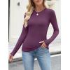 imageANRABESS Womens Long Sleeve Shirts Crewneck Ribbed Knitted Slim Fitted Tops Basic Tee 2025 Fall Outfits Dressy Casual BlousePurple Red