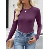 imageANRABESS Womens Long Sleeve Shirts Crewneck Ribbed Knitted Slim Fitted Tops Basic Tee 2025 Fall Outfits Dressy Casual BlousePurple Red