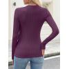 imageANRABESS Womens Long Sleeve Shirts Crewneck Ribbed Knitted Slim Fitted Tops Basic Tee 2025 Fall Outfits Dressy Casual BlousePurple Red