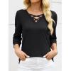 imageANRABESS Womens Long Sleeve Shirts V Neck Criss Cross Loose Fit Tops 2025 Fall Trendy Tees Dressy Casual Blouses TShirtsBlack