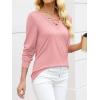 imageANRABESS Womens Long Sleeve Shirts V Neck Criss Cross Loose Fit Tops 2025 Fall Trendy Tees Dressy Casual Blouses TShirtsCoral