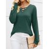 imageANRABESS Womens Long Sleeve Shirts V Neck Criss Cross Loose Fit Tops 2025 Fall Trendy Tees Dressy Casual Blouses TShirtsForest Green