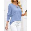 imageANRABESS Womens Long Sleeve Shirts V Neck Criss Cross Loose Fit Tops 2025 Fall Trendy Tees Dressy Casual Blouses TShirtsLight Blue
