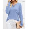 imageANRABESS Womens Long Sleeve Shirts V Neck Criss Cross Loose Fit Tops 2025 Fall Trendy Tees Dressy Casual Blouses TShirtsLight Blue