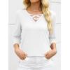 imageANRABESS Womens Long Sleeve Shirts V Neck Criss Cross Loose Fit Tops 2025 Fall Trendy Tees Dressy Casual Blouses TShirtsWhite