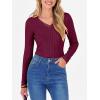 imageANRABESS Womens Long Sleeve Shirts V Neck Ribbed Knit Slim Fit Lightweight Sweater 2025 Fall Dressy Casual Travel Work TopsBurgundy