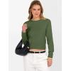 imageANRABESS Womens Long Sleeve Sweaters Cropped Crew Neck Business Casual Light Weight Sweater Tops Fall Fashion Clothes 2025Army Green