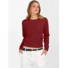 imageANRABESS Womens Long Sleeve Sweaters Cropped Crew Neck Business Casual Light Weight Sweater Tops Fall Fashion Clothes 2025Brick Red