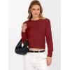 imageANRABESS Womens Long Sleeve Sweaters Cropped Crew Neck Business Casual Light Weight Sweater Tops Fall Fashion Clothes 2025Brick Red