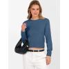 imageANRABESS Womens Long Sleeve Sweaters Cropped Crew Neck Business Casual Light Weight Sweater Tops Fall Fashion Clothes 2025Deep Blue