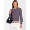 imageANRABESS Womens Long Sleeve Sweaters Cropped Crew Neck Business Casual Light Weight Sweater Tops Fall Fashion Clothes 2025Deep Purple
