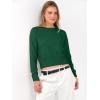 imageANRABESS Womens Long Sleeve Sweaters Cropped Crew Neck Business Casual Light Weight Sweater Tops Fall Fashion Clothes 2025Forest Deep Green