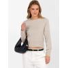 imageANRABESS Womens Long Sleeve Sweaters Cropped Crew Neck Business Casual Light Weight Sweater Tops Fall Fashion Clothes 2025Light Almond