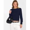 imageANRABESS Womens Long Sleeve Sweaters Cropped Crew Neck Business Casual Light Weight Sweater Tops Fall Fashion Clothes 2025Navy Blue