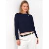 imageANRABESS Womens Long Sleeve Sweaters Cropped Crew Neck Business Casual Light Weight Sweater Tops Fall Fashion Clothes 2025Navy Blue