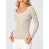 imageANRABESS Womens Ribbed Fitted Sweater Long Sleeve Shirts Scoop Neck Lightweight Casual Knit Slim Tops 2025 Fall OutfitsBeige