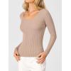 imageANRABESS Womens Ribbed Fitted Sweater Long Sleeve Shirts Scoop Neck Lightweight Casual Knit Slim Tops 2025 Fall OutfitsBright Tan