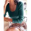 imageANRABESS Womens Ribbed Fitted Sweater Long Sleeve Shirts Scoop Neck Lightweight Casual Knit Slim Tops 2025 Fall OutfitsDark Green