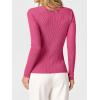 imageANRABESS Womens Ribbed Fitted Sweater Long Sleeve Shirts Scoop Neck Lightweight Casual Knit Slim Tops 2025 Fall OutfitsHot Pink