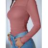 imageANRABESS Womens Sexy Mesh Long Sleeve Shirts Trendy Mock Neck Sheer Ruched Going Out Tops Fall Slim Fit Blouses 2025Dusty Pink