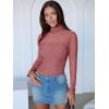 imageANRABESS Womens Sexy Mesh Long Sleeve Shirts Trendy Mock Neck Sheer Ruched Going Out Tops Fall Slim Fit Blouses 2025Dusty Pink