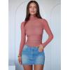 imageANRABESS Womens Sexy Mesh Long Sleeve Shirts Trendy Mock Neck Sheer Ruched Going Out Tops Fall Slim Fit Blouses 2025Dusty Pink