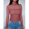 imageANRABESS Womens Sexy Mesh Long Sleeve Shirts Trendy Mock Neck Sheer Ruched Going Out Tops Fall Slim Fit Blouses 2025Dusty Pink