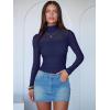 imageANRABESS Womens Sexy Mesh Long Sleeve Shirts Trendy Mock Neck Sheer Ruched Going Out Tops Fall Slim Fit Blouses 2025Navy Blue